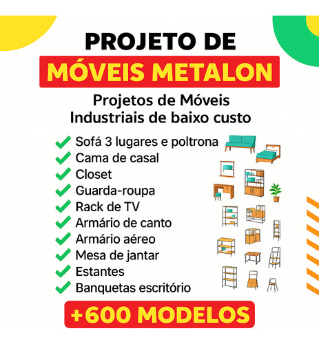 +600 Projetos Móveis Metalon De Arquivo Pdf Envio Rapido Preto 600 Projetos Móveis Metalon