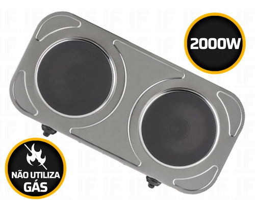 Imagem 2 de 5 de Fogão Elétrico De Mesa 2 Pratos 2000 Watts Agrato