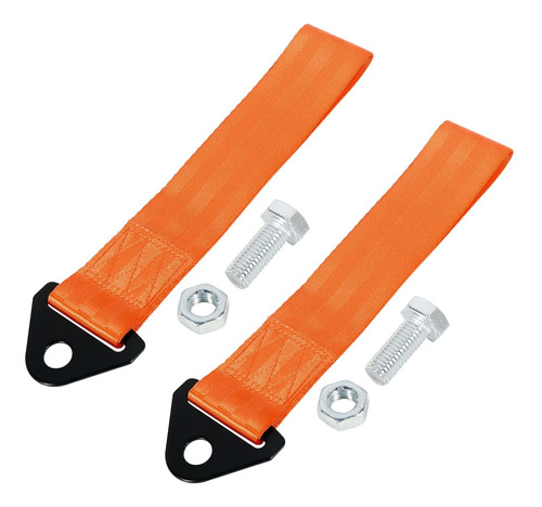 2pcs Naranja Universal Remolque Gancho Parachoque Correa