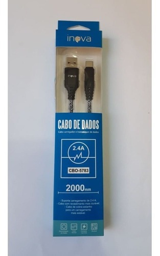 Cabo De Dados Usb Tipo C Inova Cbo- 5783 2.4 A 2 Metros Cor Preto