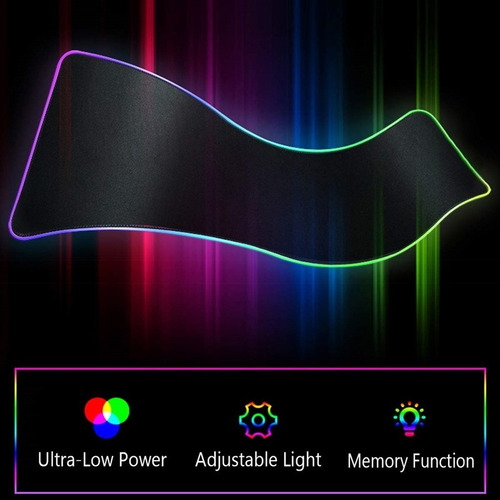 Mouse Pad Gamer Led Rgb Retroiluminado Usb 300x250x3mm Noga