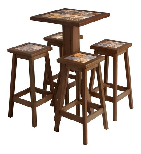 Mesa Bistrô 73 X 73 C/ 4 Banquetas + Aparador De 1,56