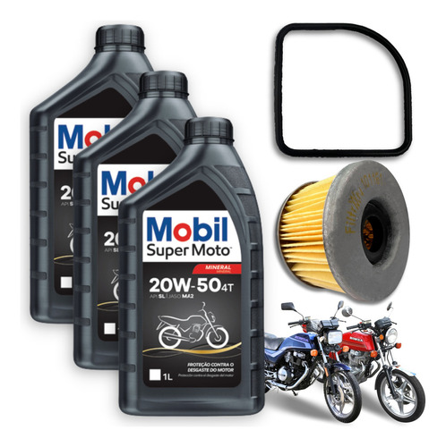 Troca De Óleo Mobil 20w50 + Filtro Cb400 Cb450 Kit Revisão