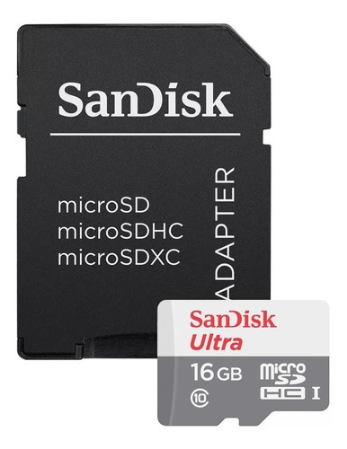 Memoria Micro Sd 16gb Sandisk Ultra Clase 10 80mb/s
