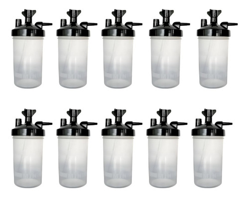 Vaso Humidificador Tanque Oxigeno O Concentrador (10 Piezas) Negro