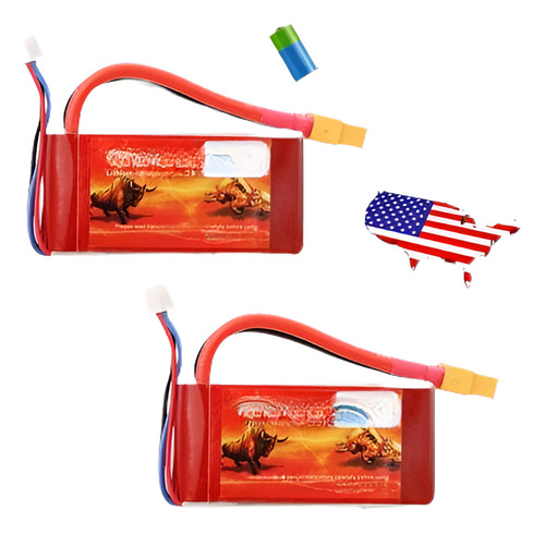 3 X Floureon 2 1 P 11.1v 1500mah 35 C Xt60 Conector Lipo Bat