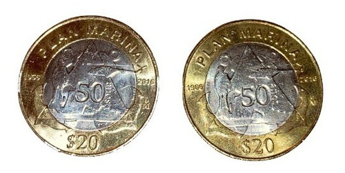 Monedas 20 Pesos Plan Marina (par)