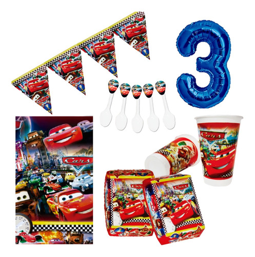 Kit Decoración Cars Para 12 Niños + Obsequio