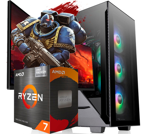 Pc Armada Amd Ryzen 7 5700g - Motherboard A520 - Ssd 1 Tb - Ram 16gb - Monitor 24 - Mx721