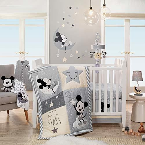 Set Cuna Mickey Mouse, 4 Piezas, Gris.