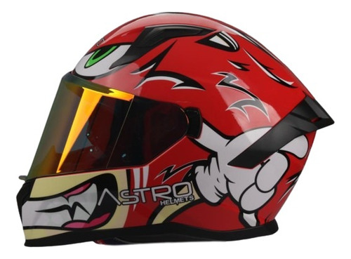 Casco Astro Speed Integral Doble Certificado Rojo Doble Mica