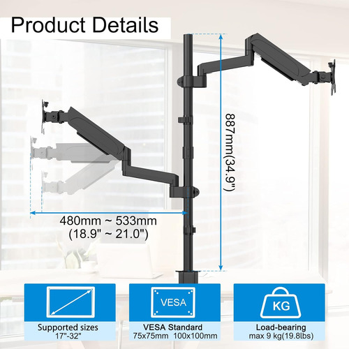 Worldlift Soporte De Escritorio Apilado Vertical Con Resorte