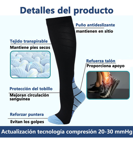 3 Pares Medias De Compresión Hombre Y Mujer, Calcetines De