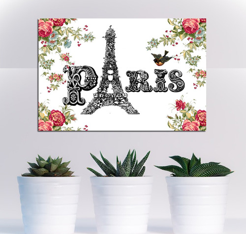 Cuadro 40x60cm Paris Francia Torre Eiffel Ave Flores Love