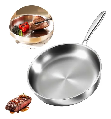 Frigideira Inox Antiaderente Panela De Fundo Triplo 24cm Inox