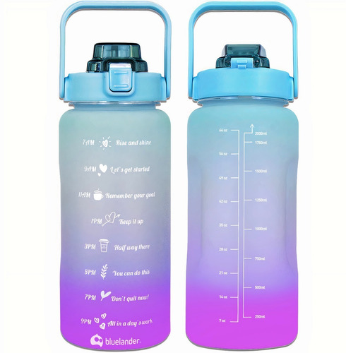 5 Botellas De Agua Motivacional Termo Deportiva 2,2 Lts