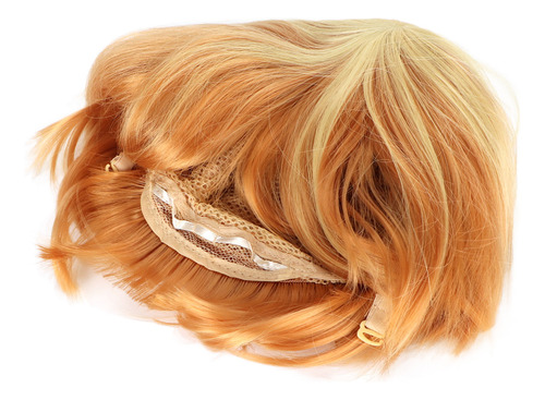 Peluca Corta Amarilla Para Cosplay De Fibra Sintética Ondula