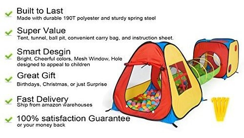 Tienda De Juegos Multicolor Con Tunel De Poliester Para Niñ