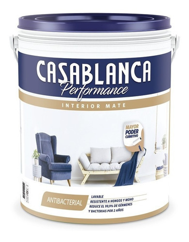 Pintura Latex Interior Casablanca Performance X 10lts. Color Blanco