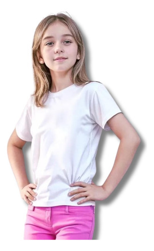 Remera Algodón Peinado Niños Blanca 100% Algodon Premium 022