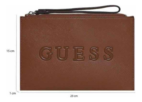Bolsa De Mano Guess 100% Original Marrón Lisa Logo Marrón