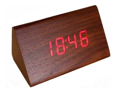 Reloj Digital Madera Despertador Temperatura Usb Microcentro