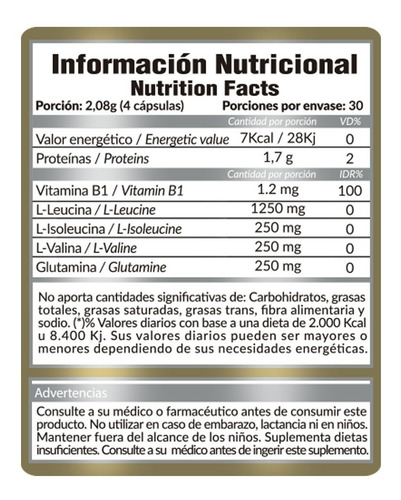 Bcaa 2000 - Gold Nutrition - Aminoácidos Ramificados 120 Tab Sabor Sin sabor