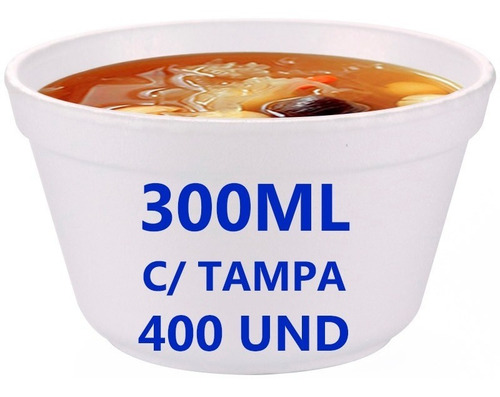 Imagem 1 de 6 de 400un - Cumbuca Isopor 300ml Para Caldos Quentes E Sopa