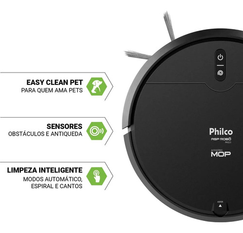 Aspirador De Pó Robô Philco 3 Em 1 Com Mop Pas23 Antiqueda