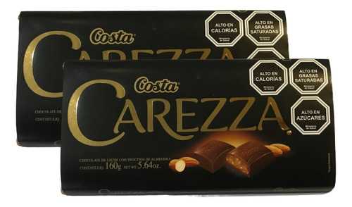 Barra Chocolate Costa Carezza Almendra 160 Grs 2 Unidades