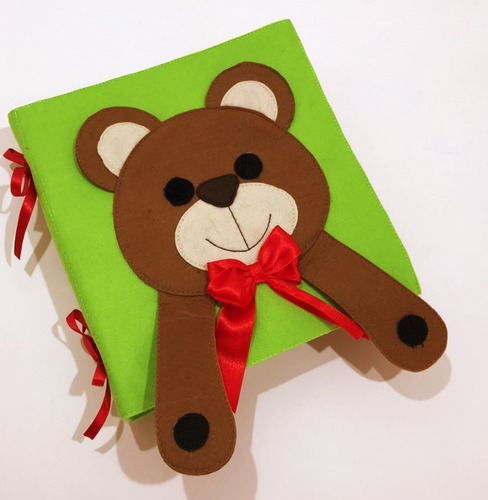 Imagem 1 de 10 de Livro Quiet Book Urso Sensorial Para Crianças Em Feltro