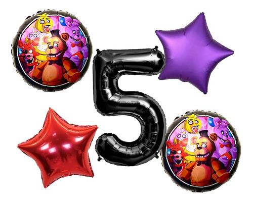 Pack Globos Five Nights At Freddy's X 5 Unidades 