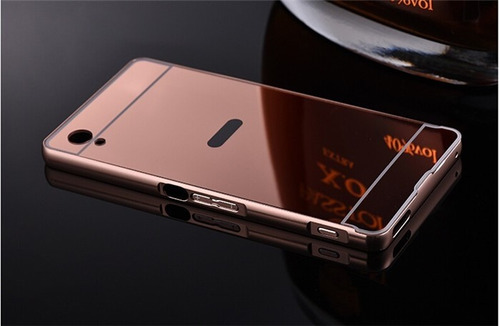 móvil bolso funda protectora plata bumper de aluminio para Sony Xperia z3 Vidrio 2x