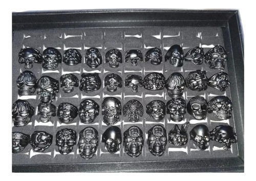 5 Anillos De Calavera Punk Vintage Color Negro Al Azar Model