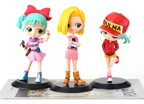 Pack 3 Miniaturas Dragon Ball Bulma Android 18 Coleção