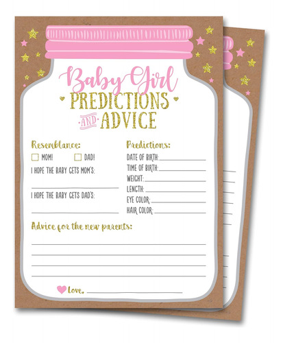 50 Predicciones Y Tarjetas De Consejos Para Baby Shower, Dis