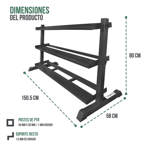 Rack Set C/10 Pares Mancuernas Hexagonales Pvc 55-100 Lbs