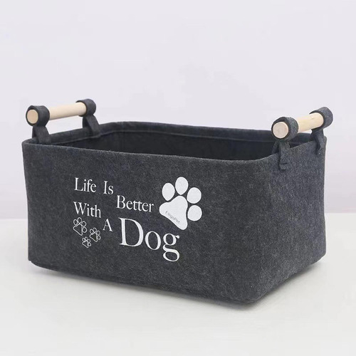 Pet Toy Organizer Box Toy Storage Basket Bin With Wooden Cat