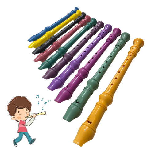 Kit 10 Flauta Doce Infantil Sortida Brinquedo Festa Escola