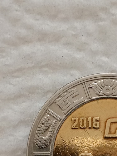 1 Moneda Bimetalica De $2.00 Año 2016  C/ Error Fecha Rayas