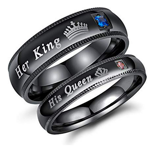 Temico Amazing Her King His Queen Titanium Stainless Steel 