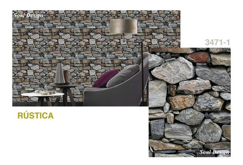 Imagen 2 de 9 de Papel Muresco Vinilizado Zen 34711 Piedra Adhesivo Gratis