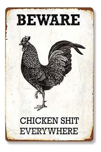 Señales - Zmkdll Funny Tin Sign Rooster Beware Chicken 