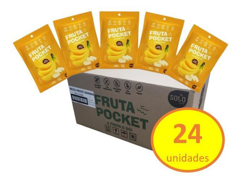 Caixa 24 Unidades Fruta Pocket Snack Banana Liofilizada 20g