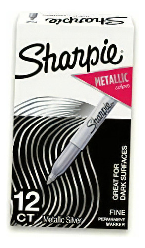 Sharpie Marcadores Permanentes Metálicos, Punta Fina, Color Plateado