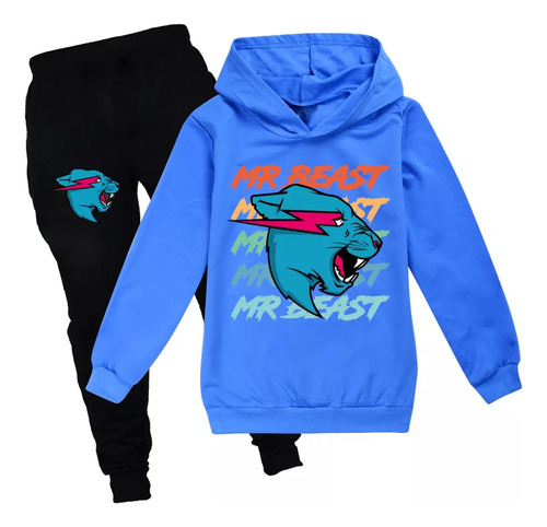 Manga Larga Mr Beast Lightning Cat Para Niños Y