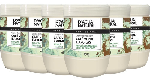 6un Creme Massagem Café Verde Argila 650g D'agua Natural