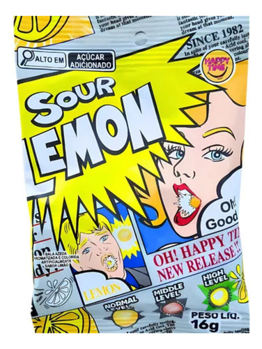 Balas Sour Super Lemon Cola Strawberry 16g Sabor À Escolha
