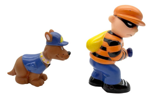Muñecos Policias Y Ladrones Goma Set X8 Personajes Bebe Ctas