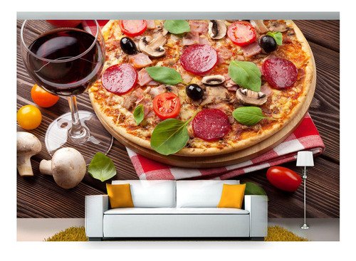 Papel De Parede Rodízio Pizza Gourmet 3d Al145